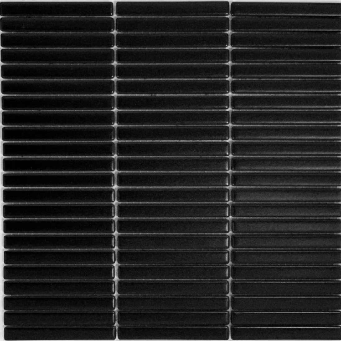 Belah Black Opal Finger Mosaic Matt 12.8x95, tiles laid together