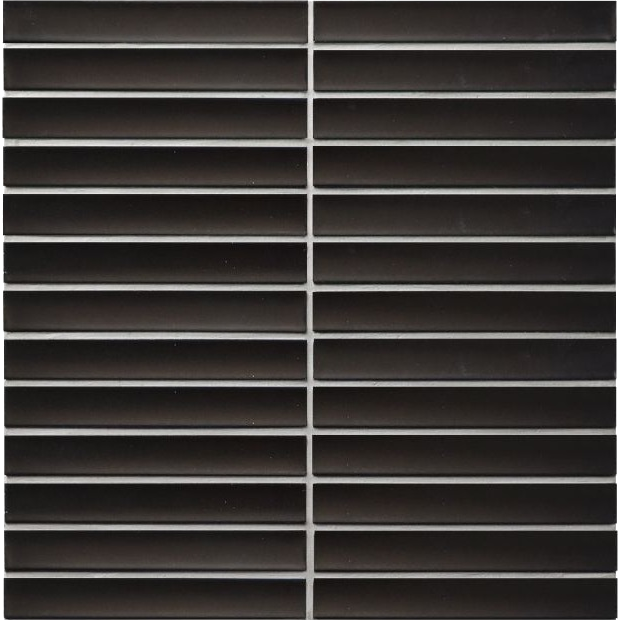 Buchan Ebony Concave Finger Mosaic Matt 20x145, tiles laid together