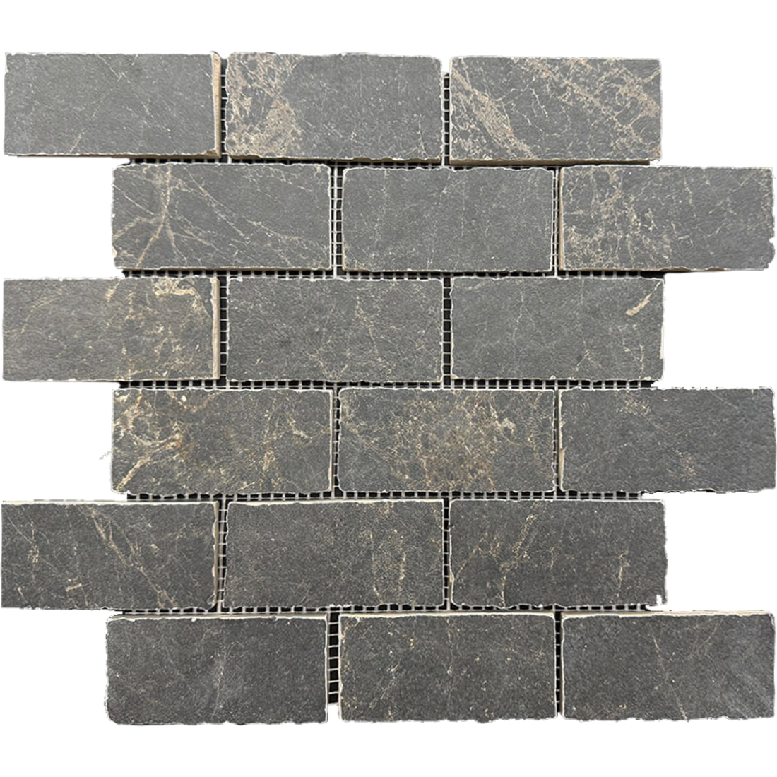 Kinglake Grey Gum Mosaic Tumbled 48x98, tiles laid together