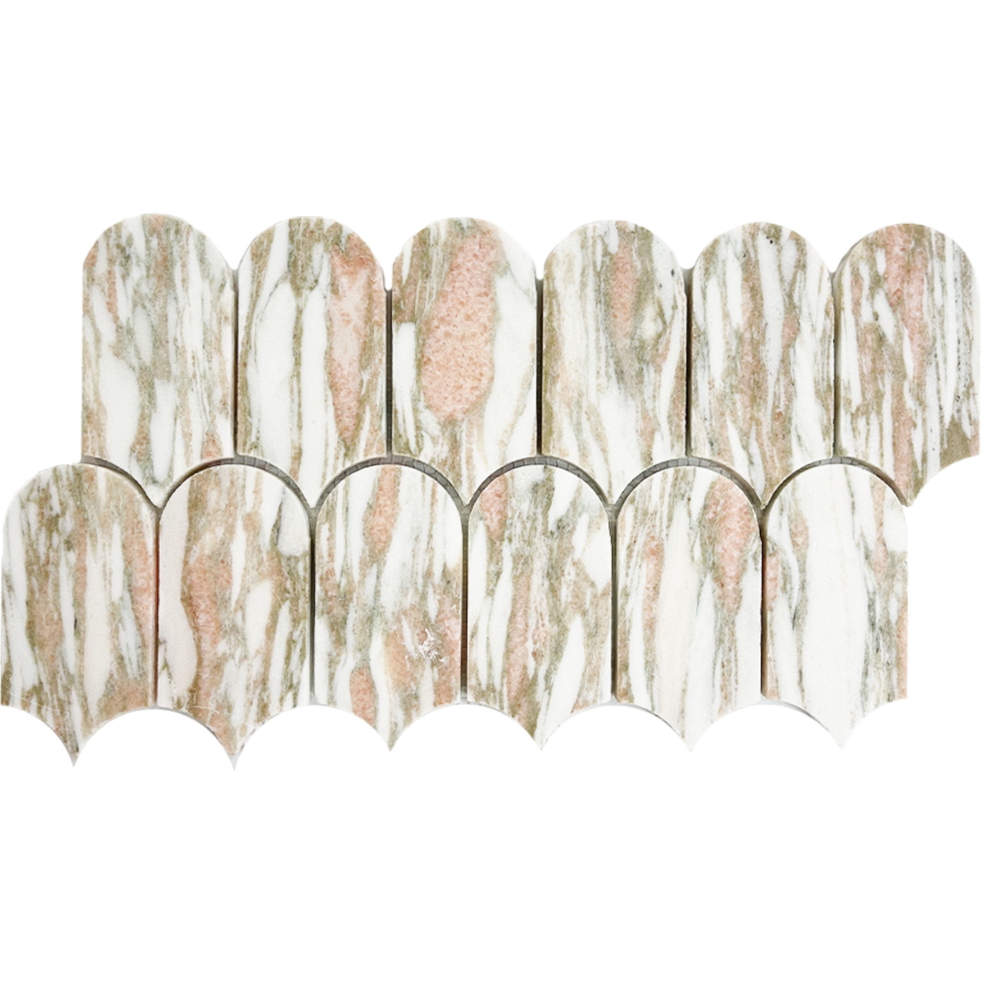 Lillypilly Boronia Fish Scale Honed 50.8x103.4, tiles laid together