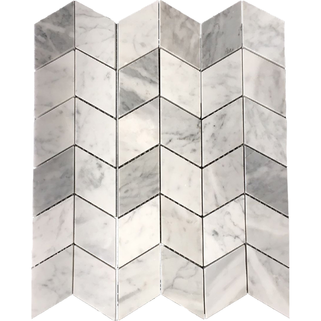 Macedon Cirrus Chevron Mosaic Honed 50x95, tiles laid together
