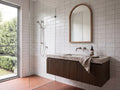 Hand Made Brick White Matt 75x150 tiles in a ensuite