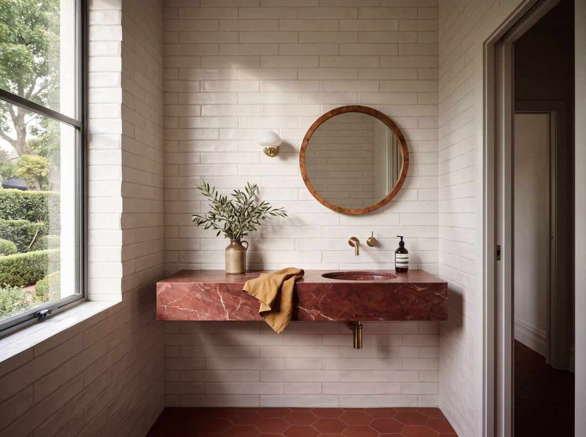 Hand Made Brick White Matt 75x300 tiles in a powder