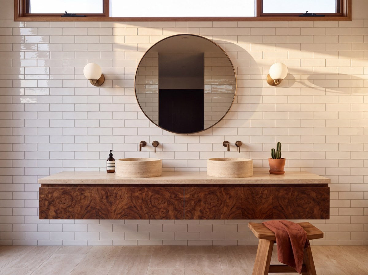 Boulevard White Plain Gloss 75x300 tiles in a room