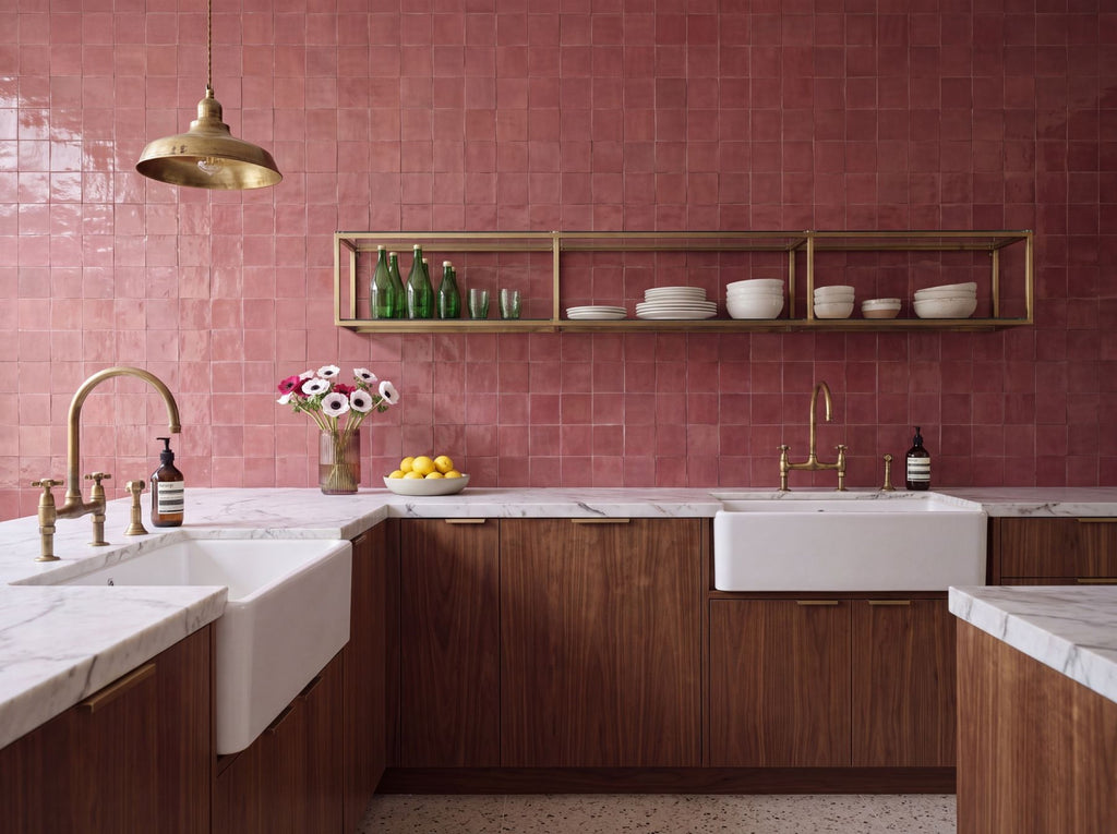 Bella Burgundy Gloss 100x100 tiles in a room