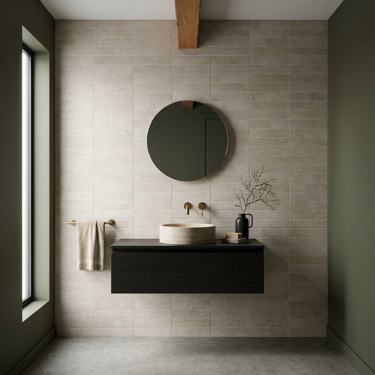 Concrete Veroni Caramel Matt 75x300 tiles in a powder
