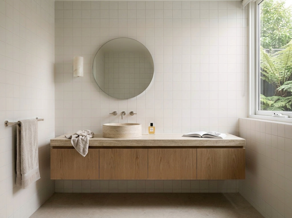 Confetto Bianco Matt 100x100 tiles in a room