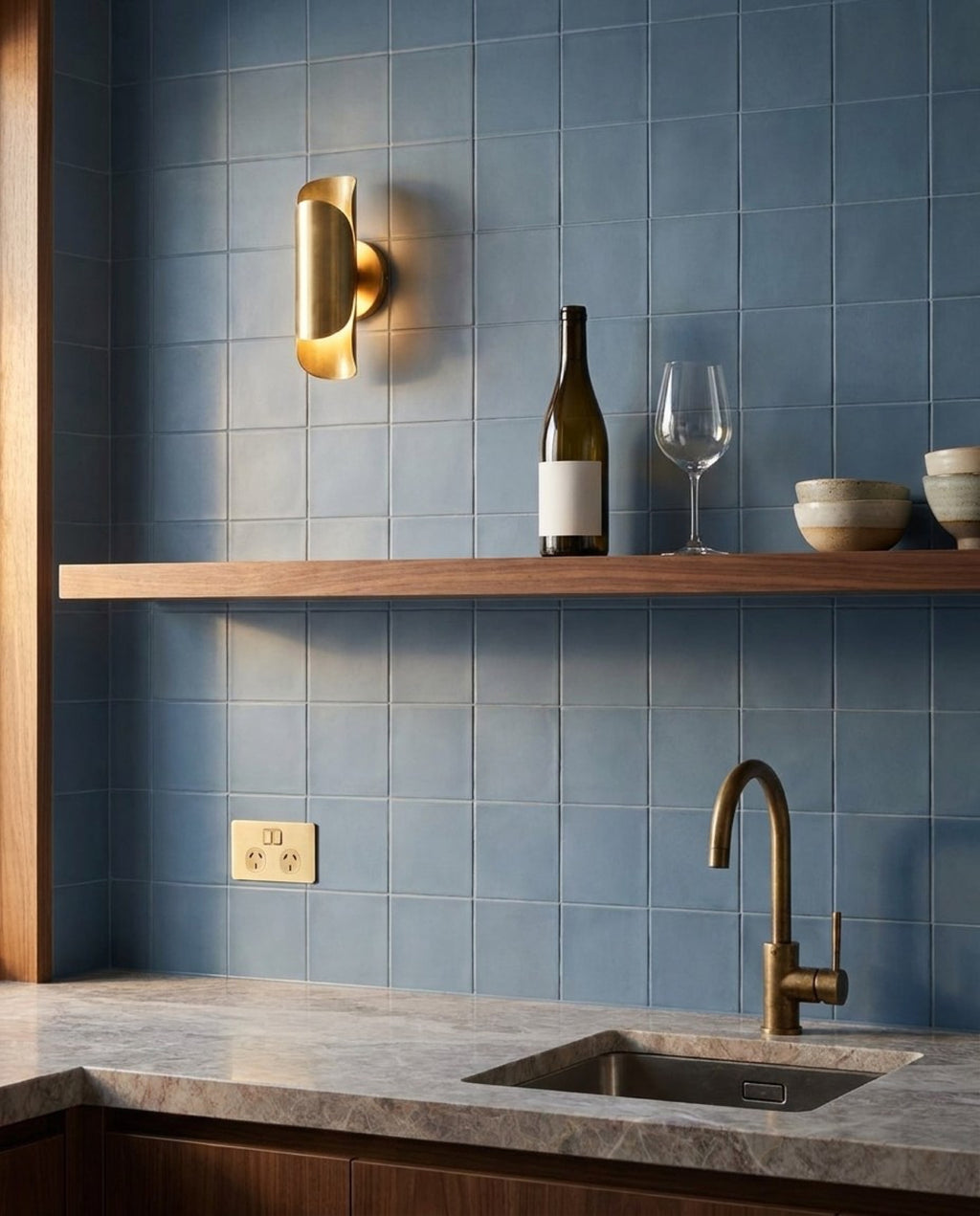 Confetto Blue Matt 100x100 tiles in a room