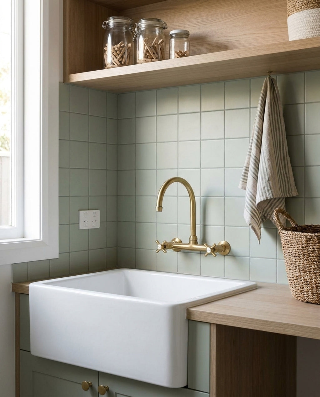 Confetto Salvia Matt 100x100 tiles in a room