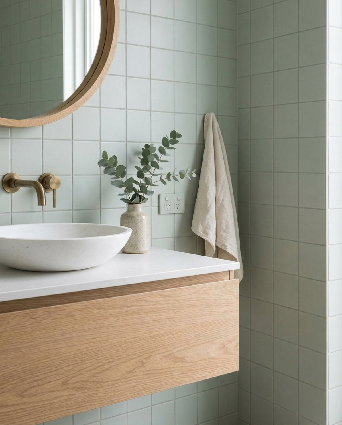 Confetto Salvia Matt 100x100 tiles in a room