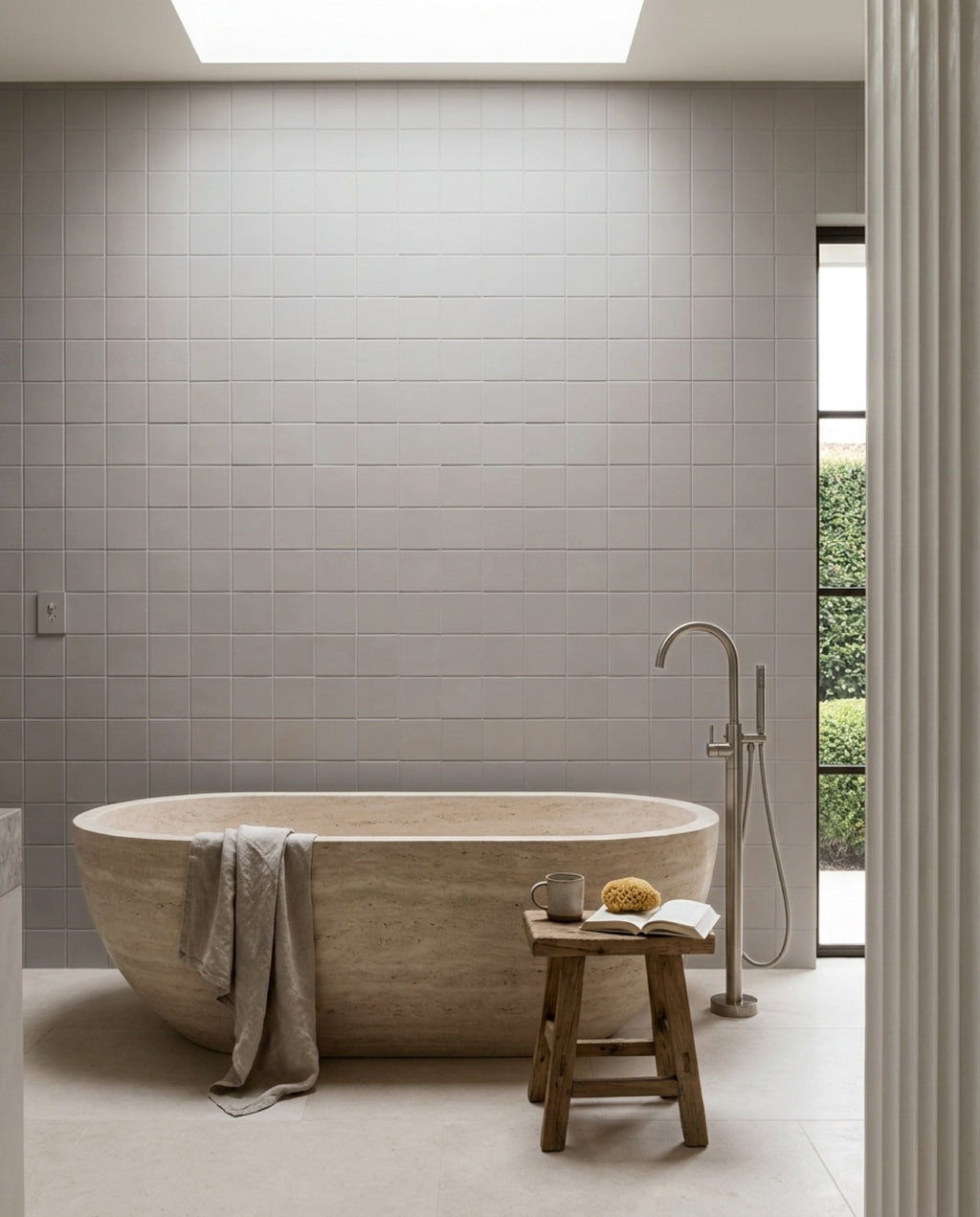 Confetto Grigio Matt 100x100 tiles in a room