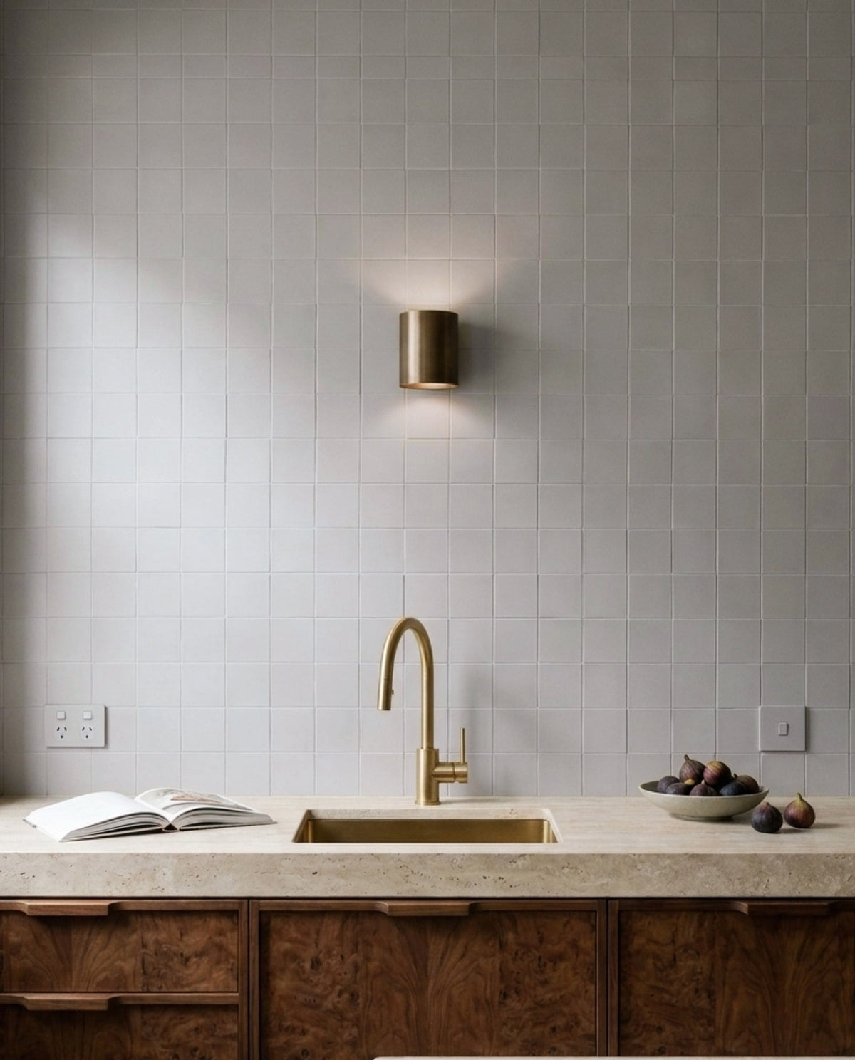 Confetto Grigio Matt 100x100 tiles in a kitchen