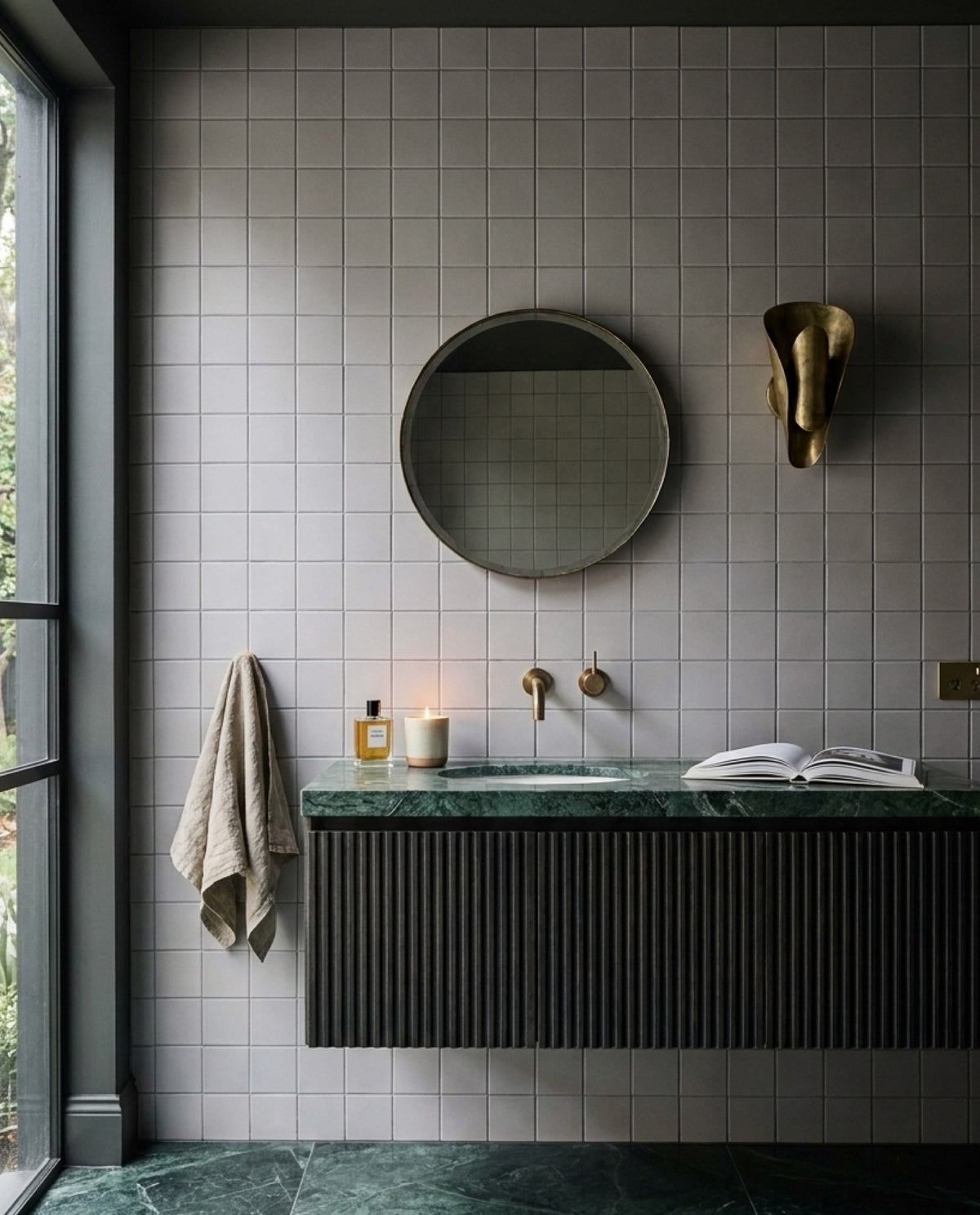 Confetto Grigio Matt 100x100 tiles in a powder