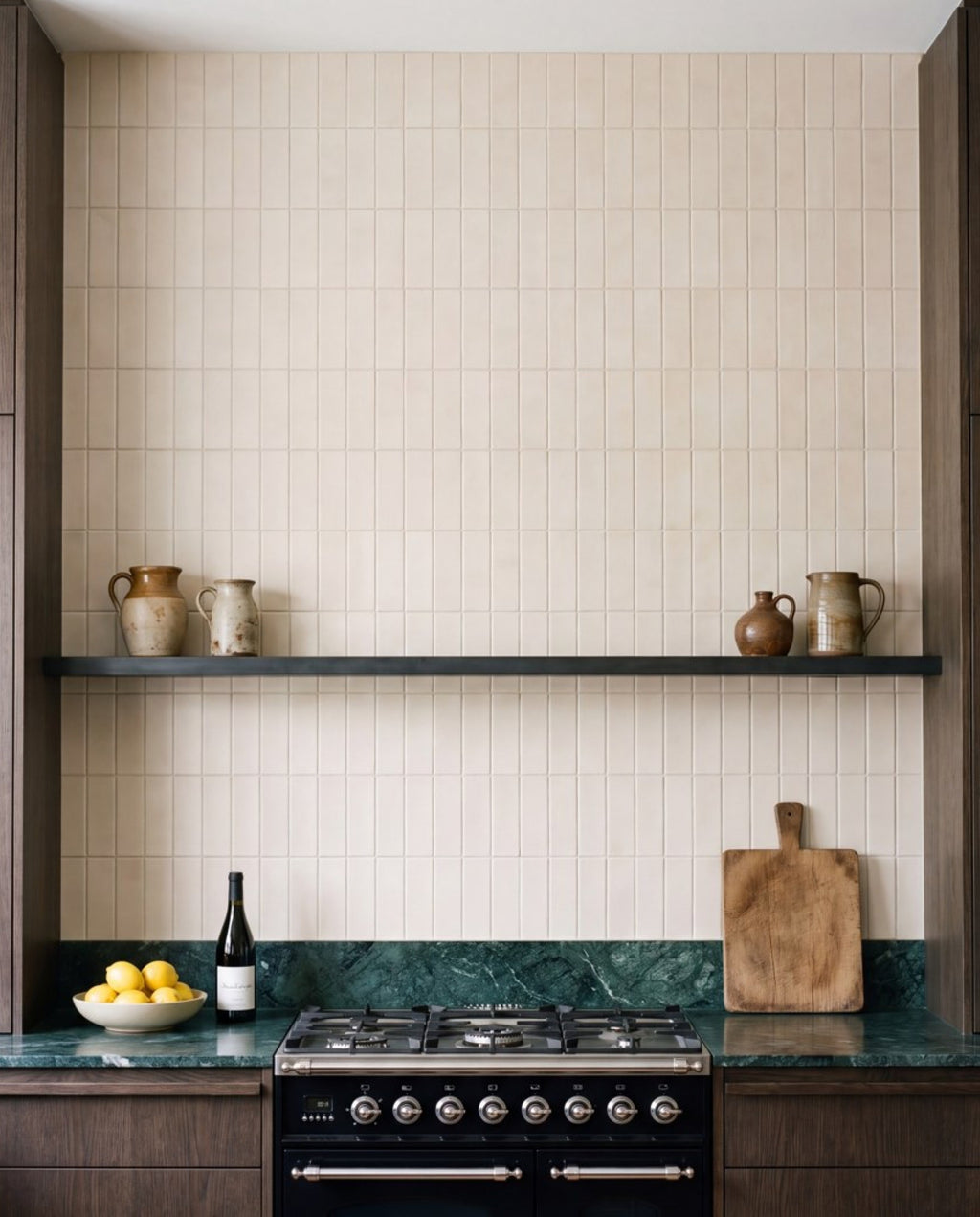 Confetto Bone Matt 50x150 tiles in a room