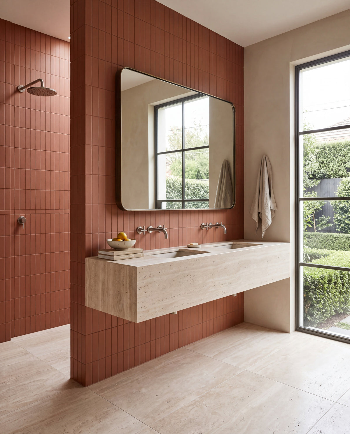 Confetto Mattone Matt 50x150 tiles in a room