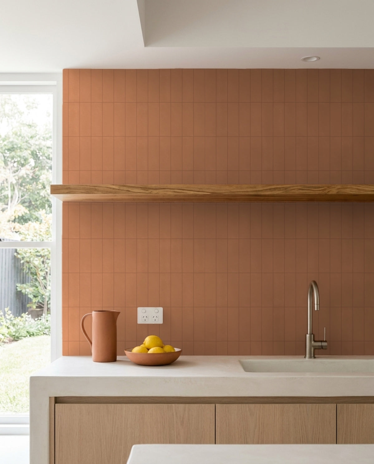 Confetto Mattone Matt 50x150 tiles in a kitchen