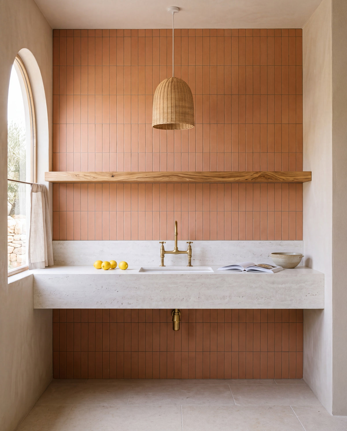 Confetto Mattone Matt 50x150 tiles in a kitchen