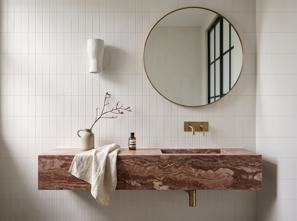 Confetto Bianco Matt 50x150 tiles in a powder
