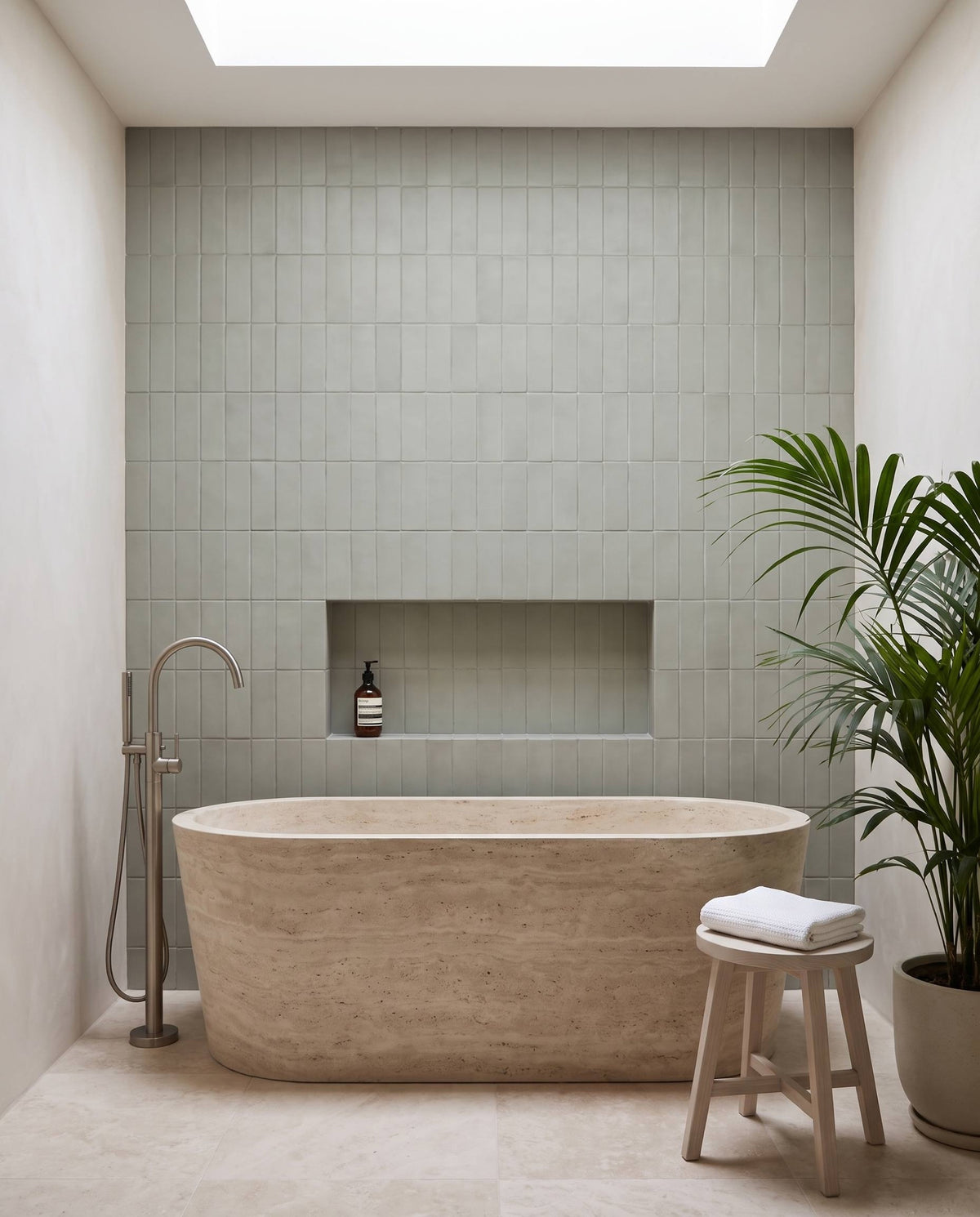 Confetto Avio Matt 50x150 tiles in a room