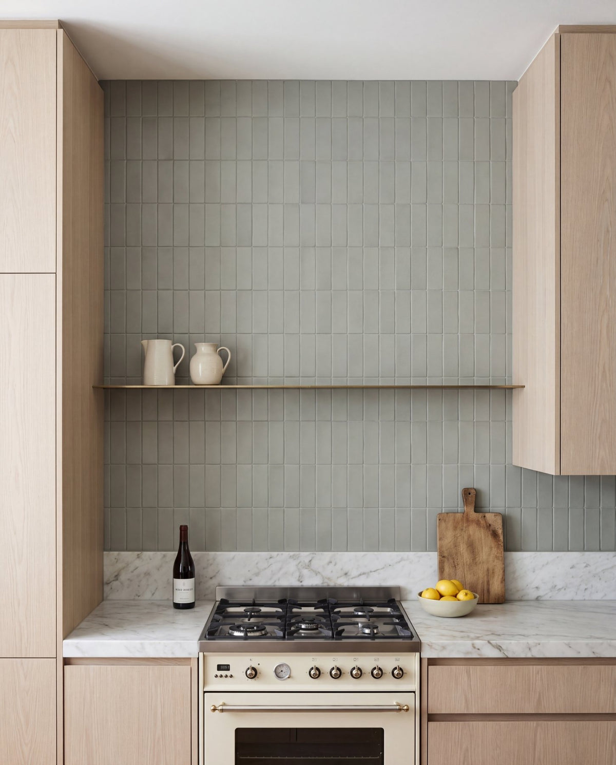 Confetto Avio Matt 50x150 tiles in a kitchen