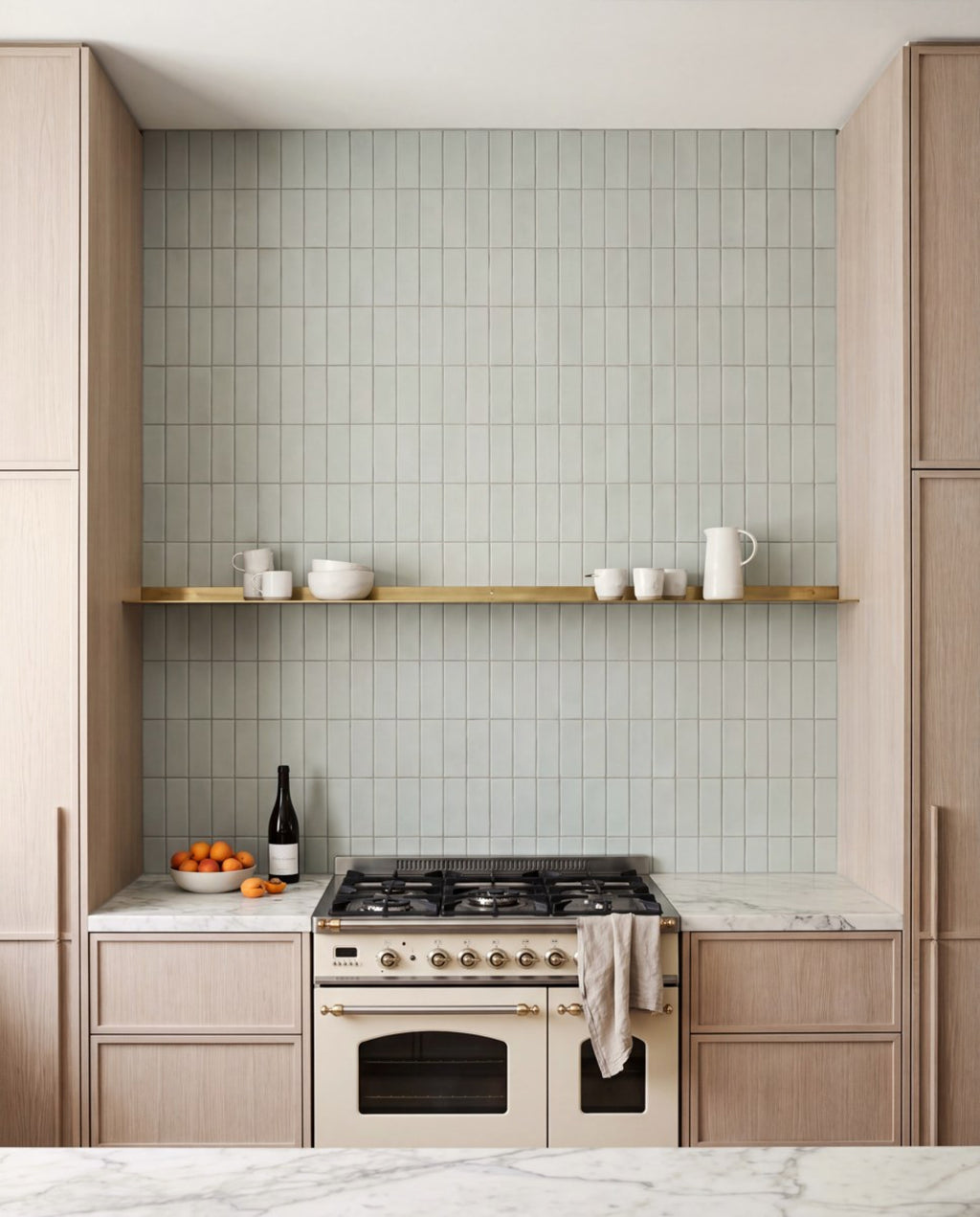 Confetto Azzurro Matt 50x150 tiles in a kitchen