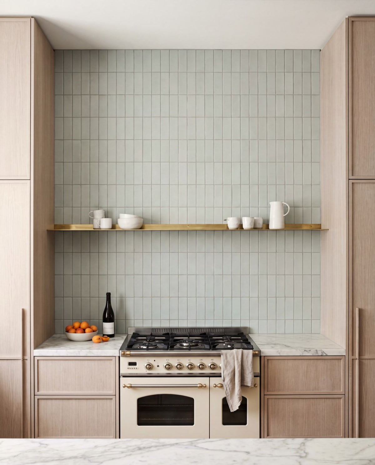 Confetto Azzurro Matt 50x150 tiles in a kitchen