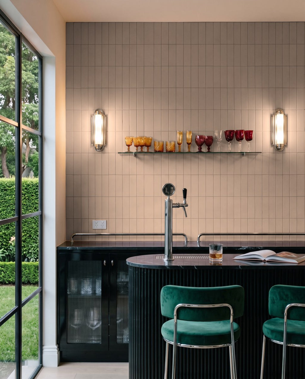 Confetto Rosa Matt 50x150 tiles in a room