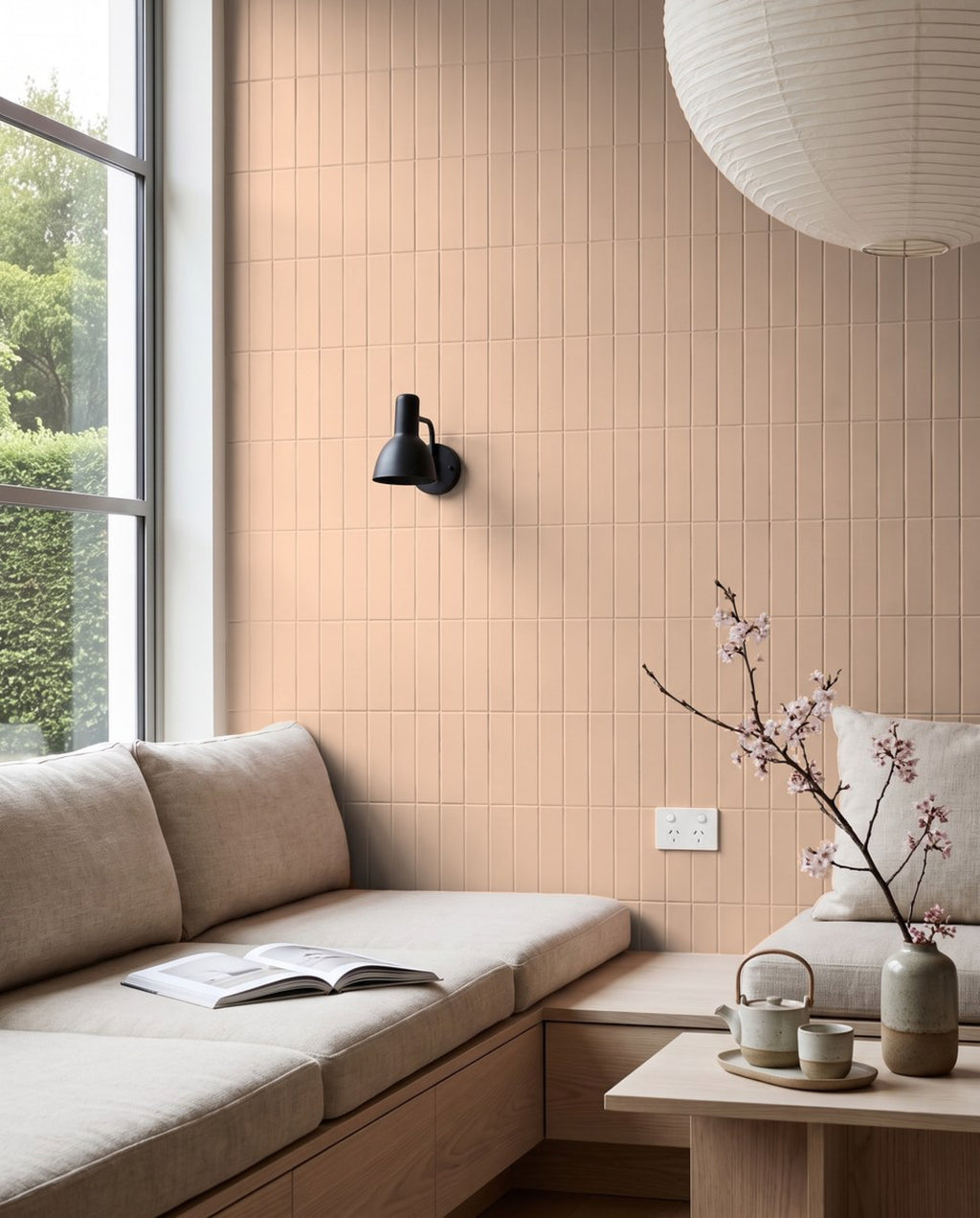 Confetto Rosa Matt 50x150 tiles in a room