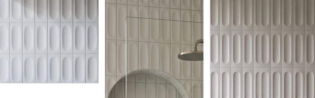 Confetto Grigio 3D Matt 50x150 tiles in a room