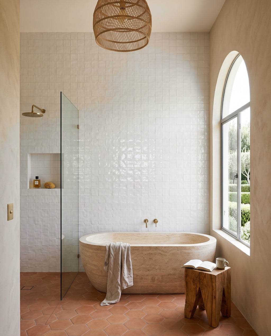 Blocchi Bianco Square Gloss 100x100 tiles in a room