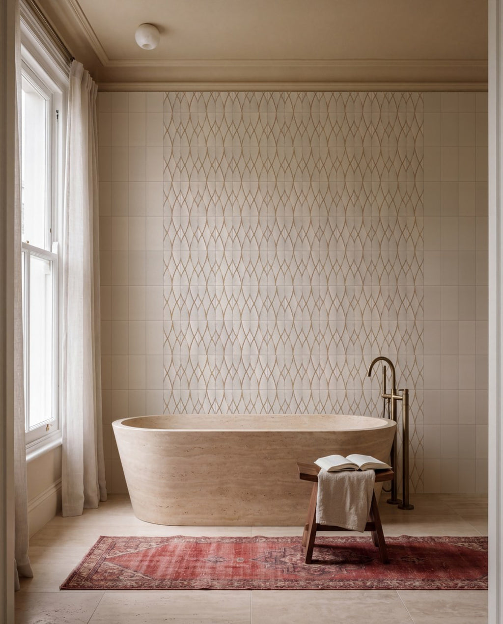 Formaviva Woven Pergamena Glazed 125x250 tiles in a ensuite