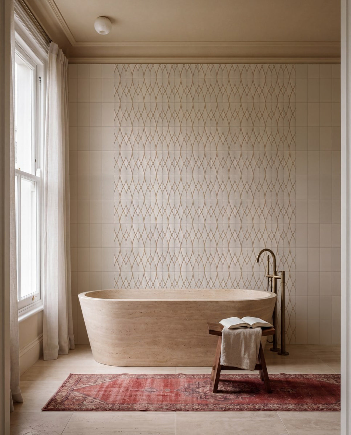 Formaviva Woven Pergamena Glazed 125x250 tiles in a ensuite