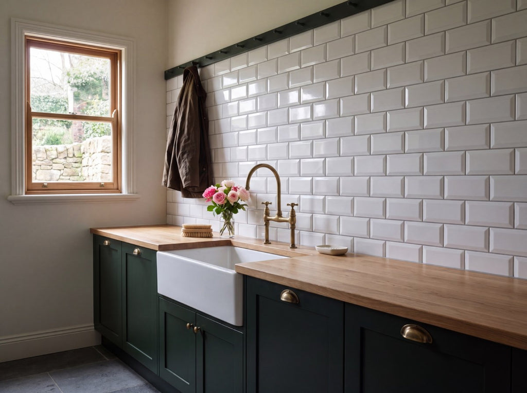 Bega White Bevelled Gloss 100x300 tile