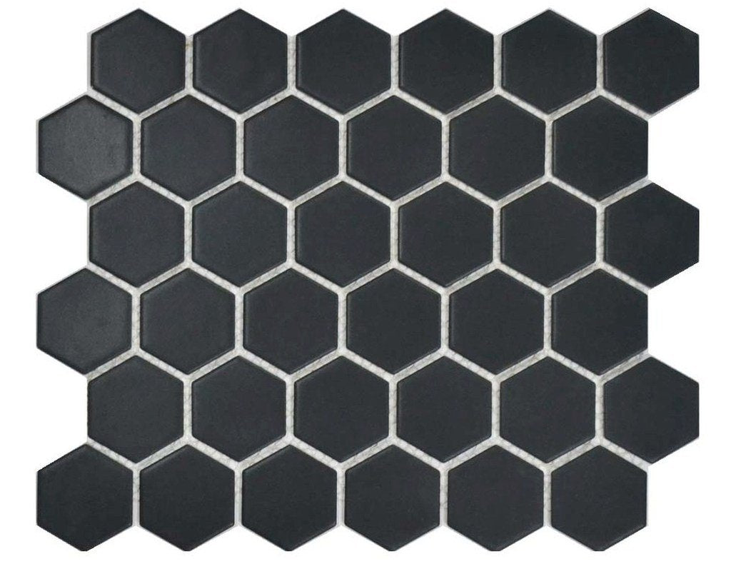 Black Big Hexagon Matt 50x50 Mosaic tile