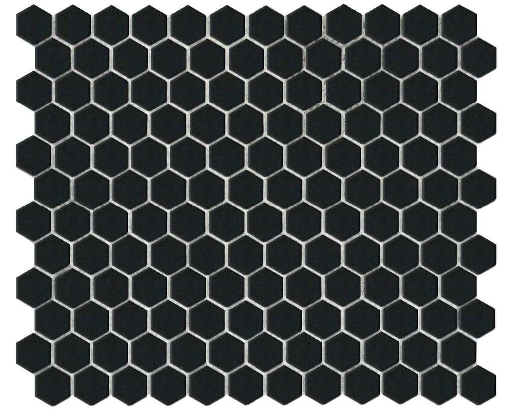 Black Hexagon Gloss 25x25 Mosaic tile