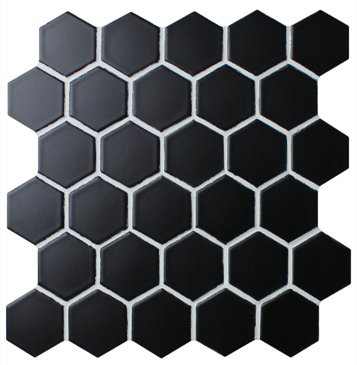 Black Hexagon Matt 51x51 Mosaic tile