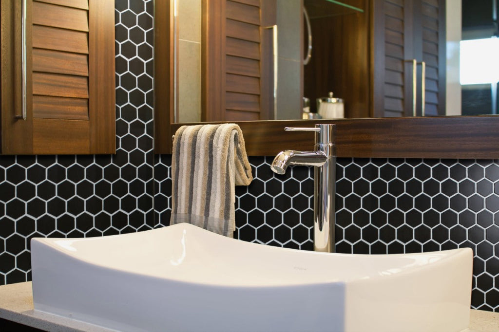Black Hexagon Matt 51x51 Mosaic tile