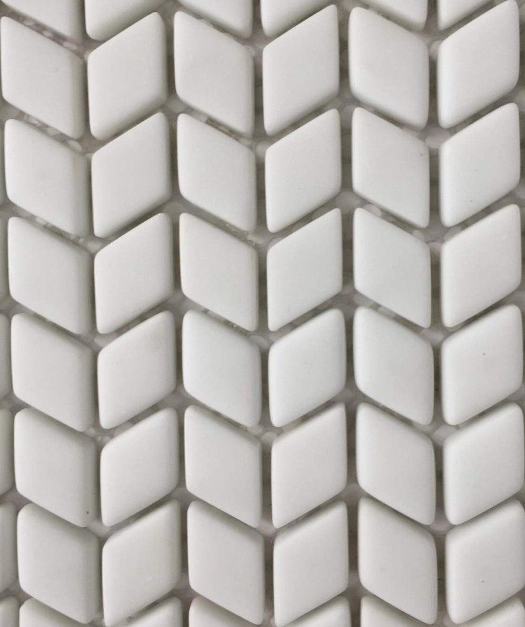 Chevron White Glass Matt 60x120 Mosaic tile