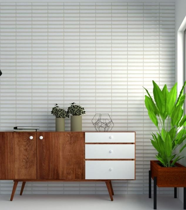 Cloud Speckle Venetian Bamboo Gloss 32.5x145 Finger Mosaic tile
