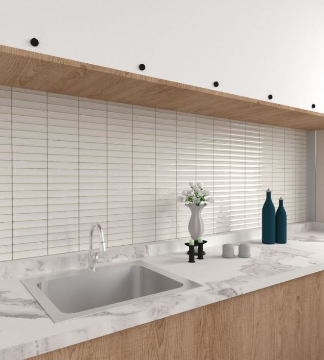Cloud Speckle Venetian Bamboo Gloss 32.5x145 Finger Mosaic tile