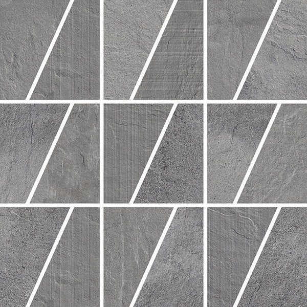 Ardesia Mix Cenere Traezzi Mosaic Sheet 375x375 tile