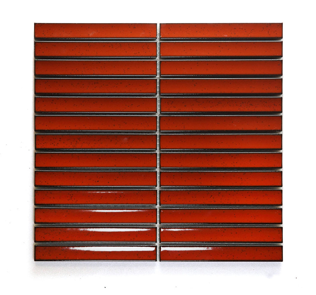 Concave Kuro Rust Gloss 20x145 Finger Mosaic tile
