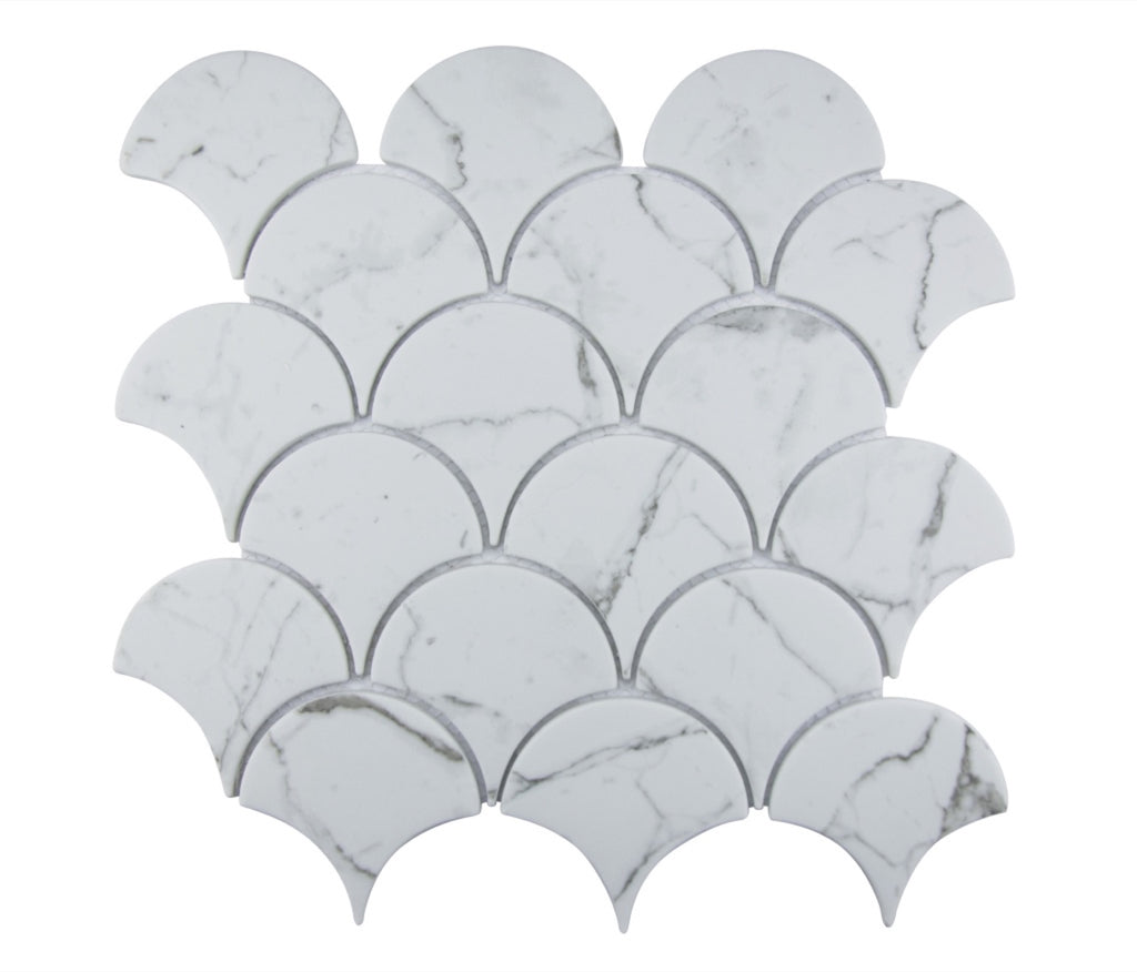 Fan Statuario Satin Mosaic Sheet 305x310 tile