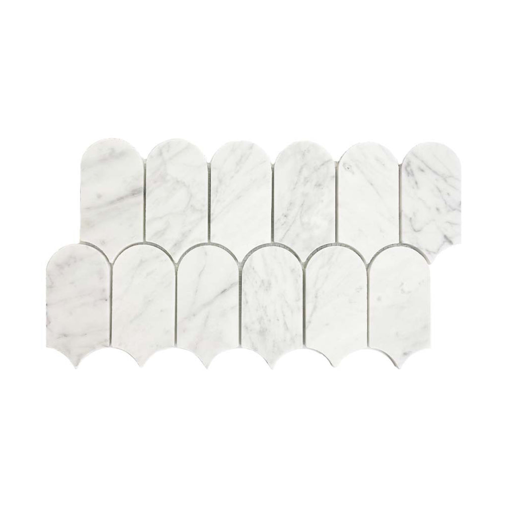 Fishscale Carrara White Honed 50.8x103.4 Mosaic tile