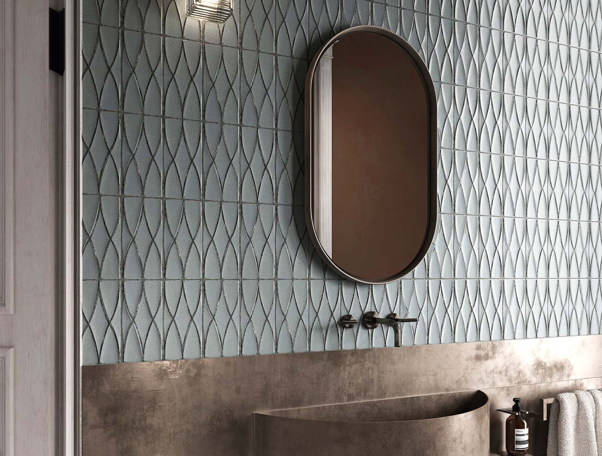 Formaviva Woven Salvia Gloss 125x250 tiles in a room