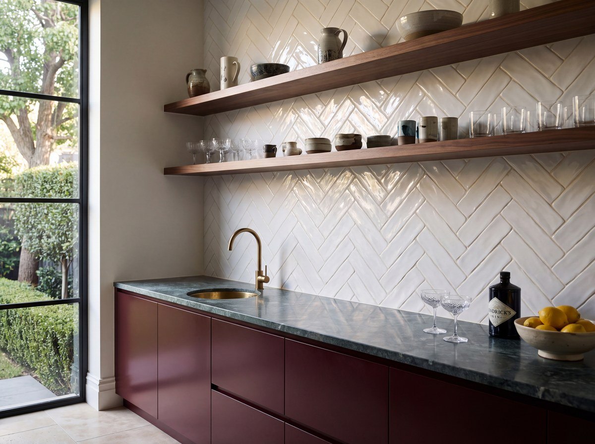Hand Made Brick White Gloss 75x300 tile
