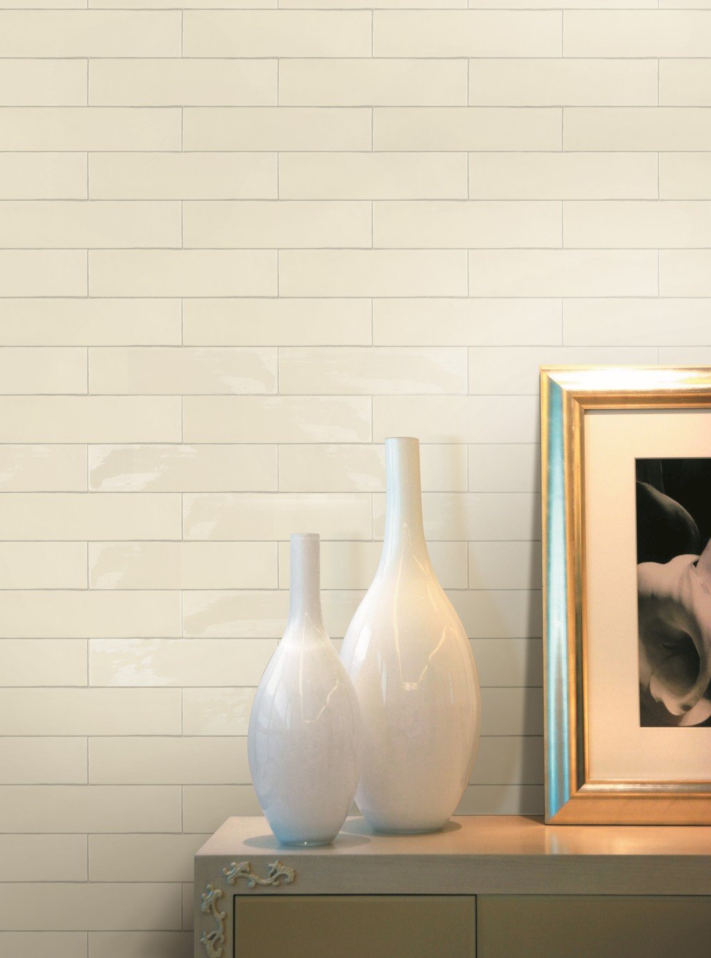 Hand Made Brick White Gloss 75x300 tile