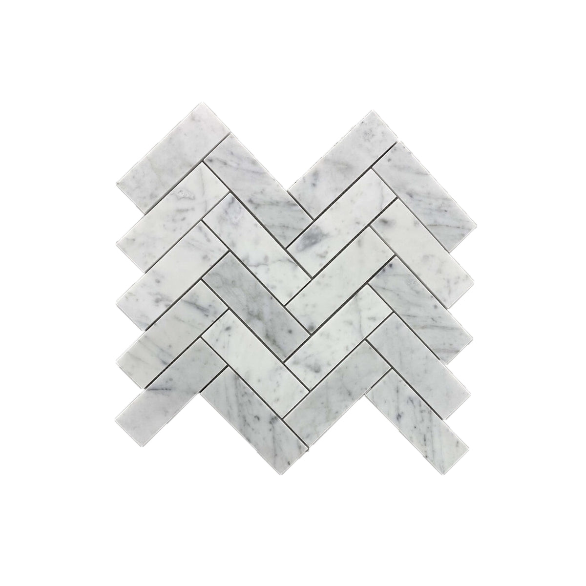 Herringbone Carrara White Marble Honed 30x100 Mosaic tile