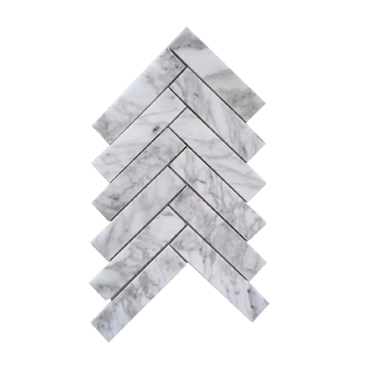 Herringbone Large Carrara White Honed tile