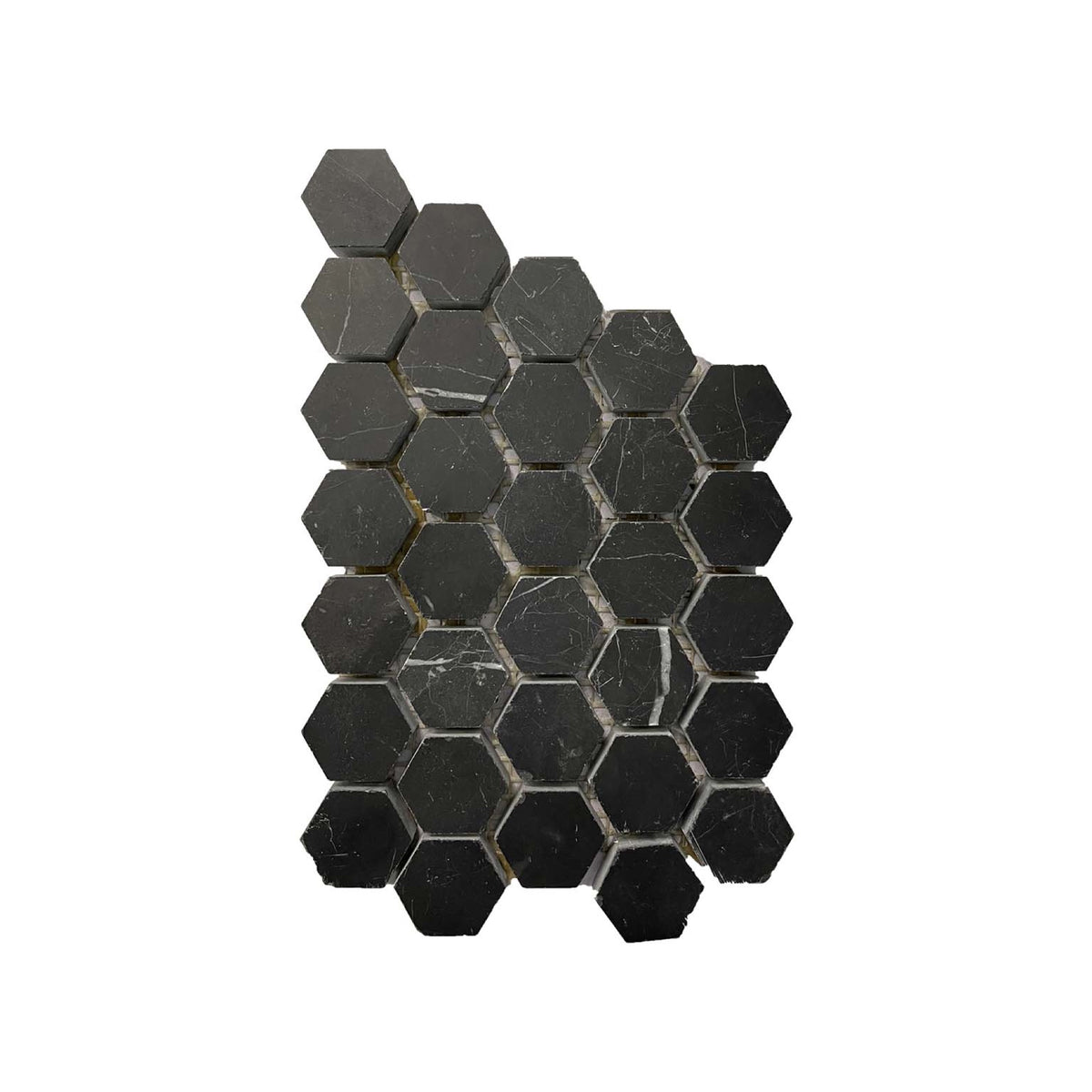 Hexagon Marquina Marble Honed 25x25 Mosaic tile